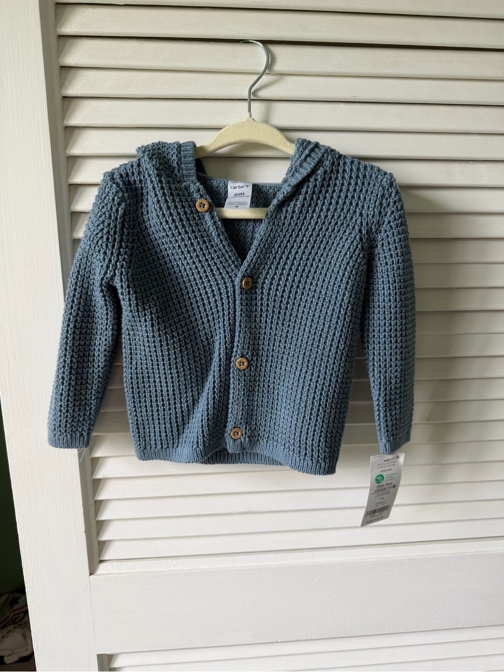 Carter's Slate Blue Knit Hooded Button Cardigan